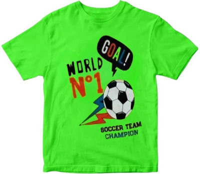 STYLESHIVAM Boys & Girls Printed Cotton Blend Regular T Shirt(Green, Pack of 1)