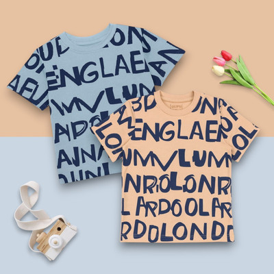 Uwald Baby Boys & Baby Girls Printed Polycotton Regular T Shirt(Multicolor, Pack of 2)