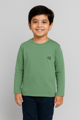QYLA Boys & Girls Solid Cotton Blend Regular T Shirt(Green, Pack of 1)