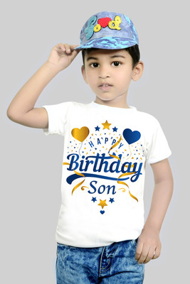 RIvoPrints Baby Boys & Baby Girls Graphic Print Cotton Blend Regular T Shirt(White, Pack of 1)