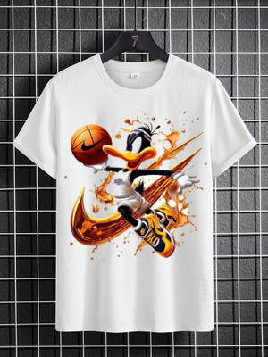 NoisyKids Boys Self Design Polyester Regular T Shirt(White, Pack of 1)