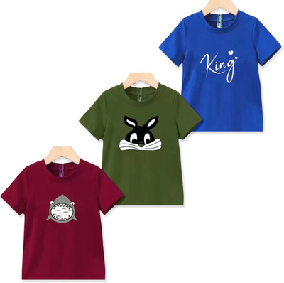 Baby Boys & Baby Girls Printed Pure Cotton T Shirt(Multicolor, Pack of 3)