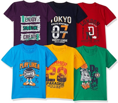 Baby Boys & Baby Girls Printed, Graphic Print Pure Cotton T Shirt(Multicolor, Pack of 1)