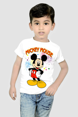 tiftiprint Boys & Girls Graphic Print Cotton Blend Regular T Shirt(White, Pack of 1)