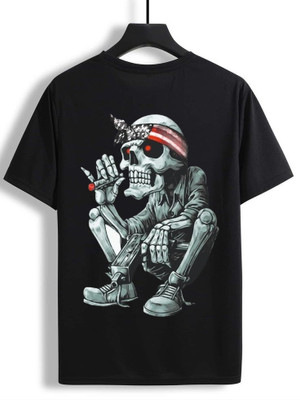 DELGAN Boys Printed Pure Cotton Regular T Shirt(Black, Pack of 1)