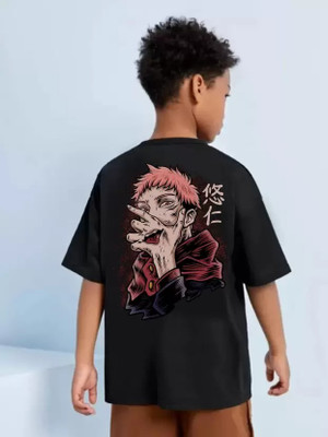 MIMID Boys Graphic Print Cotton Blend Regular T Shirt(Black, Pack of 1)