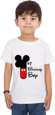 THEYOUNGESTTEE Boys Printed Cotton Blend Regular T Shirt(White, Pack of 1)