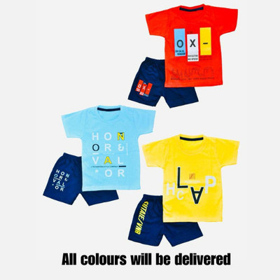 NEW TRINATH HOSIERY Baby Boys & Baby Girls Casual T-shirt Shorts(Multicolor)