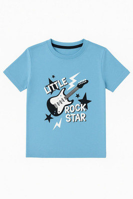 STYLESHIVAM COLLECTION Baby Boys Printed Cotton Blend Regular T Shirt(Blue, Pack of 1)
