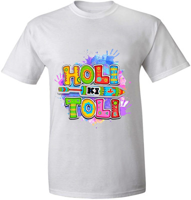 Fab2Classy Boys & Girls Graphic Print Polyester Regular T Shirt(White, Pack of 1)