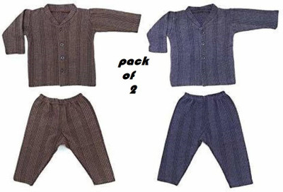 Top - Pyjama Set For Baby Boys & Baby Girls(Grey, Pack of 2)