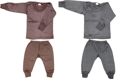 KETKAR Top - Pyjama Set For Baby Boys & Baby Girls(Grey, Pack of 2)