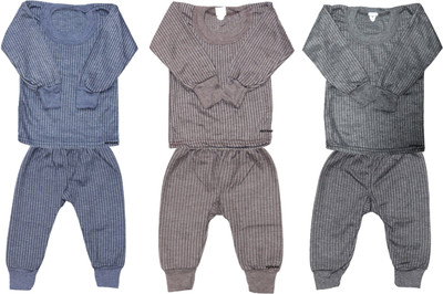KETKAR Top - Pyjama Set For Baby Boys & Baby Girls(Grey, Pack of 3)