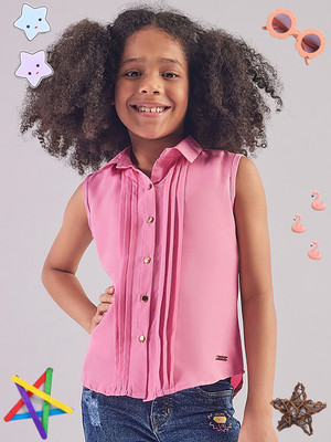 PAMPOLINA Girls Casual Cotton Blend Top(Pink, Pack of 1)