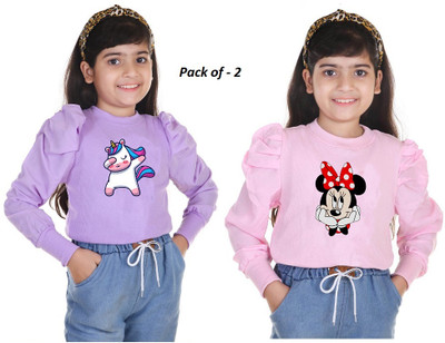 Karl Foerster Girls Casual Cotton Blend Top(Purple, Pack of 2)