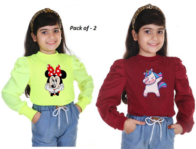 Karl Foerster Girls Casual Cotton Blend Top(Multicolor, Pack of 2)