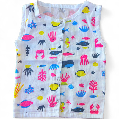 RBCPON Baby Girls Casual Muslin Woven Top(White, Pack of 1)