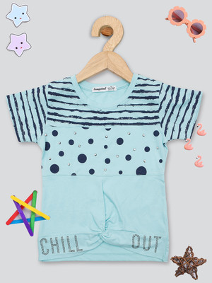 PAMPOLINA Girls Casual Cotton Blend Top(Light Blue, Pack of 1)