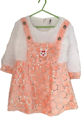 vidhi's creation Indi Girls Midi/Knee Length Casual Dress(Pink, Full Sleeve)