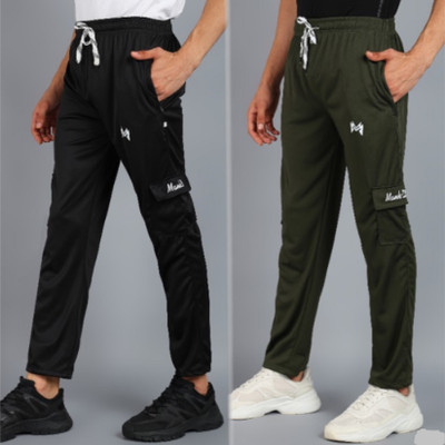 mank D Solid Men Black, Olive Track Pants