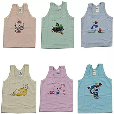 Cavendres Vest For Baby Boys & Baby Girls Pure Cotton(Multicolor, Pack of 6)