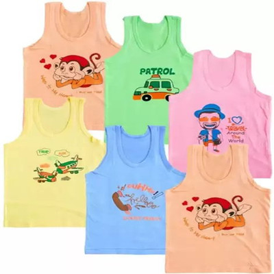 Cavendres Vest For Baby Boys Pure Cotton(Multicolor, Pack of 6)