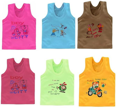rijaarishss Vest For Boys & Girls Cotton Blend(Multicolor, Pack of 4)