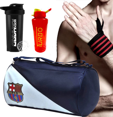 TRUE INDIAN Gym Bag Combo With Workhard Bottle With Support Band &Turbo Sipper Home Gym Kit Fitness Accessory Kit Kit