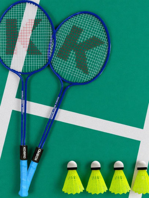 KOBRO Double Shaft Badminton Racquet Set Of 2 Piece With 4 Piece Nylon Shuttle Cock Badminton Kit