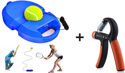 Fitnesstricks Combo Of 2 - Hand Gripper with Tennis Trainer Rebound Ball Tennis Kit