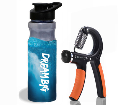 TRUE INDIAN Gym Sipper Bottle and Hand Gripper,Gym/Workout For Men & Women.600 ml Shaker Fitness Accessory Kit Kit
