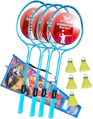 SPO Zone Scratch Resistant A-2000 Badminton Racquets Set of 4 with 5 Plastic Shuttles Badminton Kit