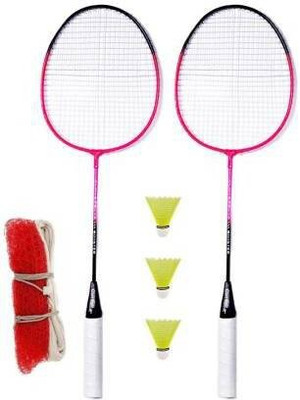 MINIBLITZ Set Of 2 Racquet with 3 Nylon Shuttle and 1 badminton net Badminton Kit