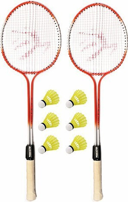 MINIBLITZ Badminton kit Set Of 2 Piece Racquet with 6 Piece Plastic ShuttleCock Badminton Kit