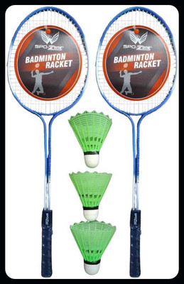 SPO Zone POWER Steel Lightweight Badminton Racquet 2 PCS with 3 Pc Shuttlecocks-58 Badminton Kit