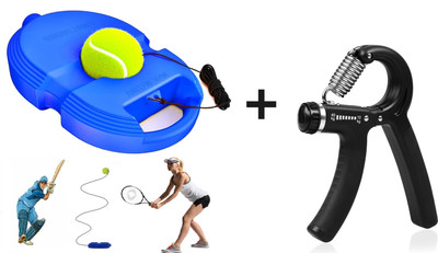 Fitnesstricks Fitness Combo of Hand Grip with Solo Tennis Training Equipment for Self-Pracitce Tennis Kit