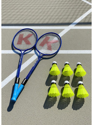 KOBRO Double Shaft Badminton Racquet Set Of 2 Piece With 6 Piece Nylon Shuttle Cock Badminton Kit