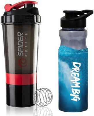 TRUE INDIAN 500 ml Plastic Shaker(Pack of 2, Red, Black)