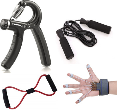 Fitnesstricks Combo of Hand Gripper, Skipping Rope, Resistance Tube and Finger Exerciser Fitness Accessory Kit Kit