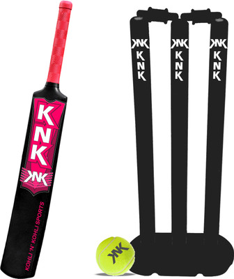 KNK Hard Plastic Cricket Kit For 6-8 Years Kids (1 Bat Size 3, Wicket 24'', 1 Ball) Cricket Kit