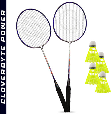 CLOVERBYTE POWER Purple Steel LightWeight Badminton Racquet 1 Pair with 4 pc Shuttlecocks Badminton Kit