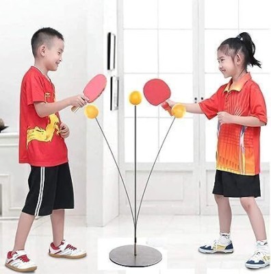 CountryLink New Table Tennis Training 2 Ping Pong Balls&2 Table Tennis Bat with Metal Base Table Tennis Kit