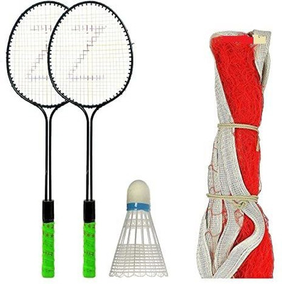Rakso Badminton racquet set of 2 pc with 1shuttle cock WITH NET combo Badminton Kit