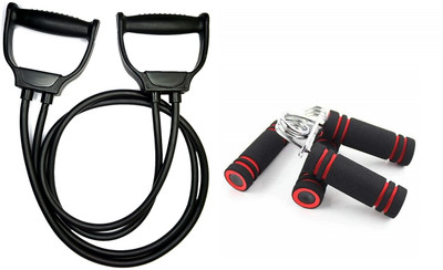 Pheonix Gym Combo Of Double Toning Tube With 2 Foam Hand Grip For Body Workout Fitness Accessory Kit Kit