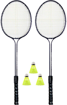 MINIBLITZ Double Shaft Badminton 2 Piece With 3 Piece Nylon Shuttle Cock Badminton Kit