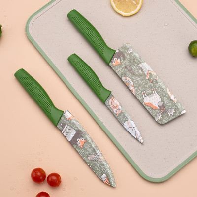 QEEIG 3 Pc Stainless Steel Knife Set Stainless Steel High Carbon SS Ultra Sharp Butcher,Vegetable Knife for Kitchen