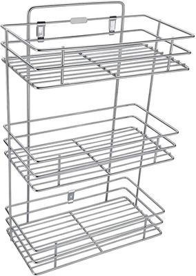 Stainless Steel Storage Rack 3 Layer Wall Mount Hanging kitchen rack Containers Kitchen Rack(Steel)