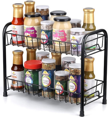 Nexum Containers Kitchen Rack Iron 2-Tier Metal Spice Rack Organizer For Kitchen Space Saving & Multipurpose Use