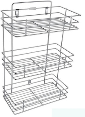 Nexone Kitchen Rack 3 Shelf Stainless Steel Multipurpose Storage Shelf Containers Kitchen Rack(Steel)