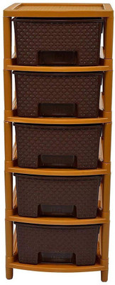 MAHADEV ENTERPRISE 5 Compartments PLASTIC CABINET(Brown)